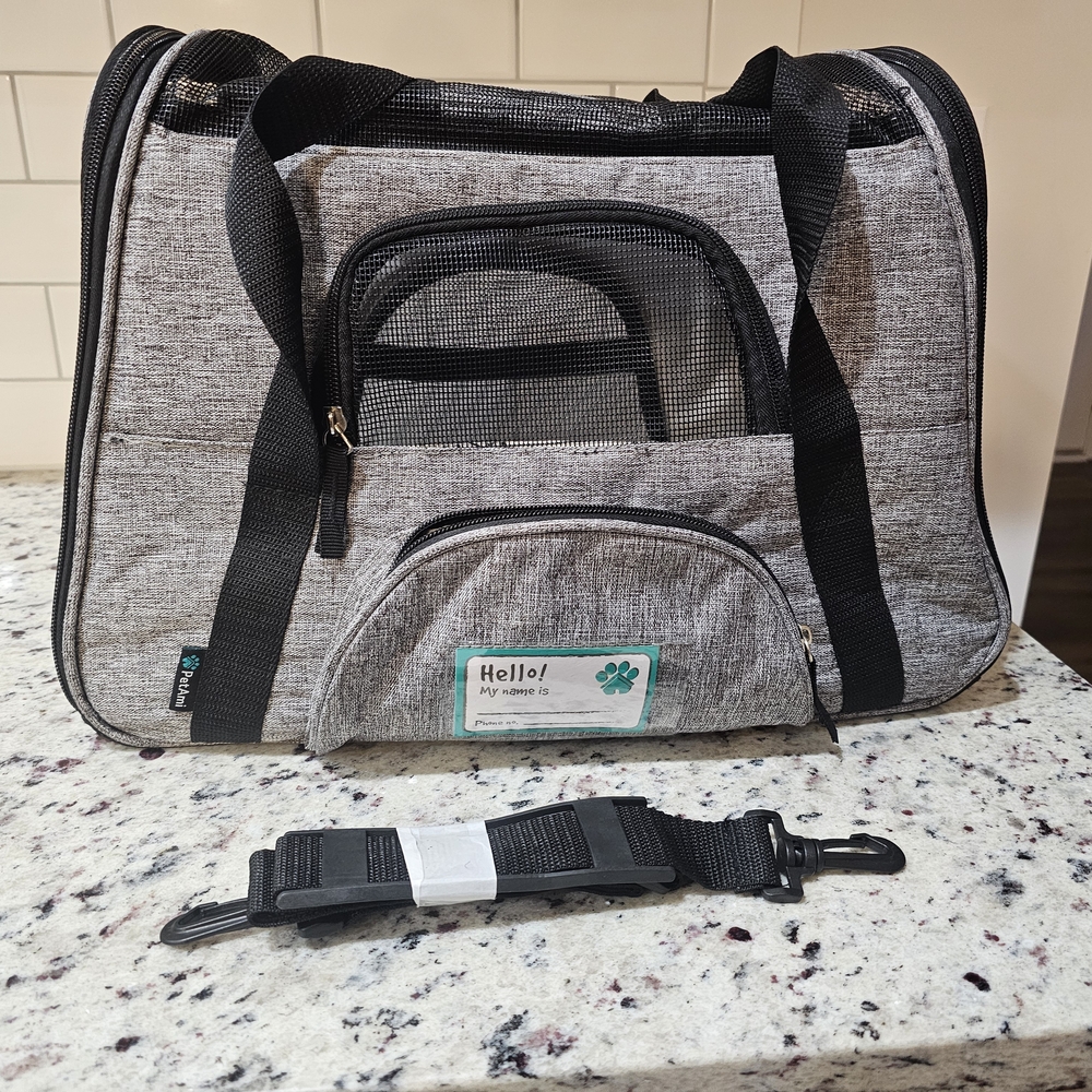 Pet Carrier Travel Bag - Gray Dog Carrier with Mesh Window